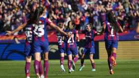 Mariona Caldentey, celebrando un gol con el FC Barcelona