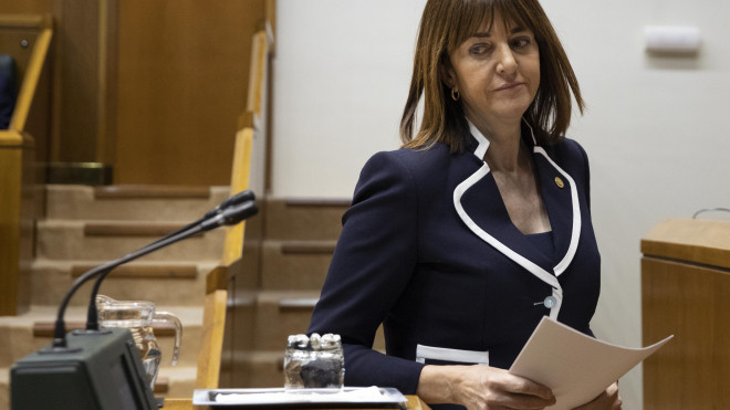 Idoia Mendia durante una intervención en el Parlamento vasco / Legebiltzarra