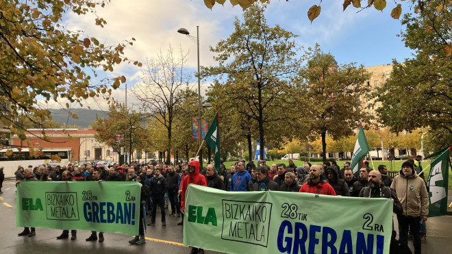 Manifestación de ELA en apoyo a los trabajadores del Metal de Bizkaia / ELA
