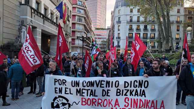 Sindicatos del Metal de Bizkaia concentrados en Bilbao. / EP