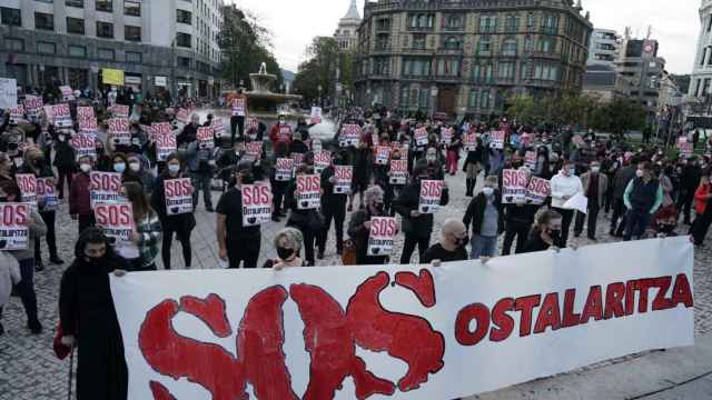 Manifestacin en apoyo al sector de la hostelera convocada por las calles de Bilbao el pasado 7 de noviembre. EP
