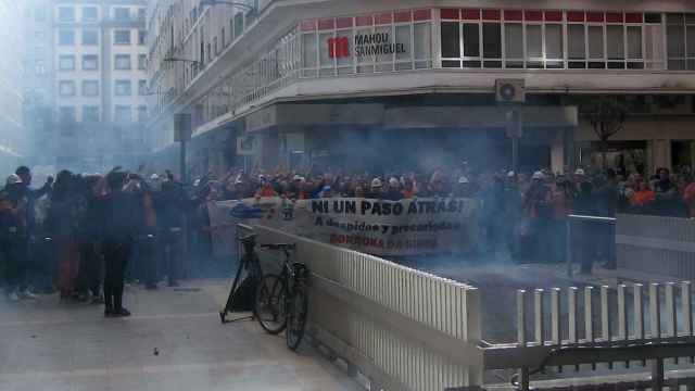 Los trabajadores de Tubos Reunidos protestan en Bilbao en una imagen de archivo