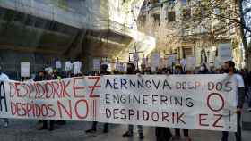 Trabajadores de Aernnova protestan en el centro de Vitoria. EP