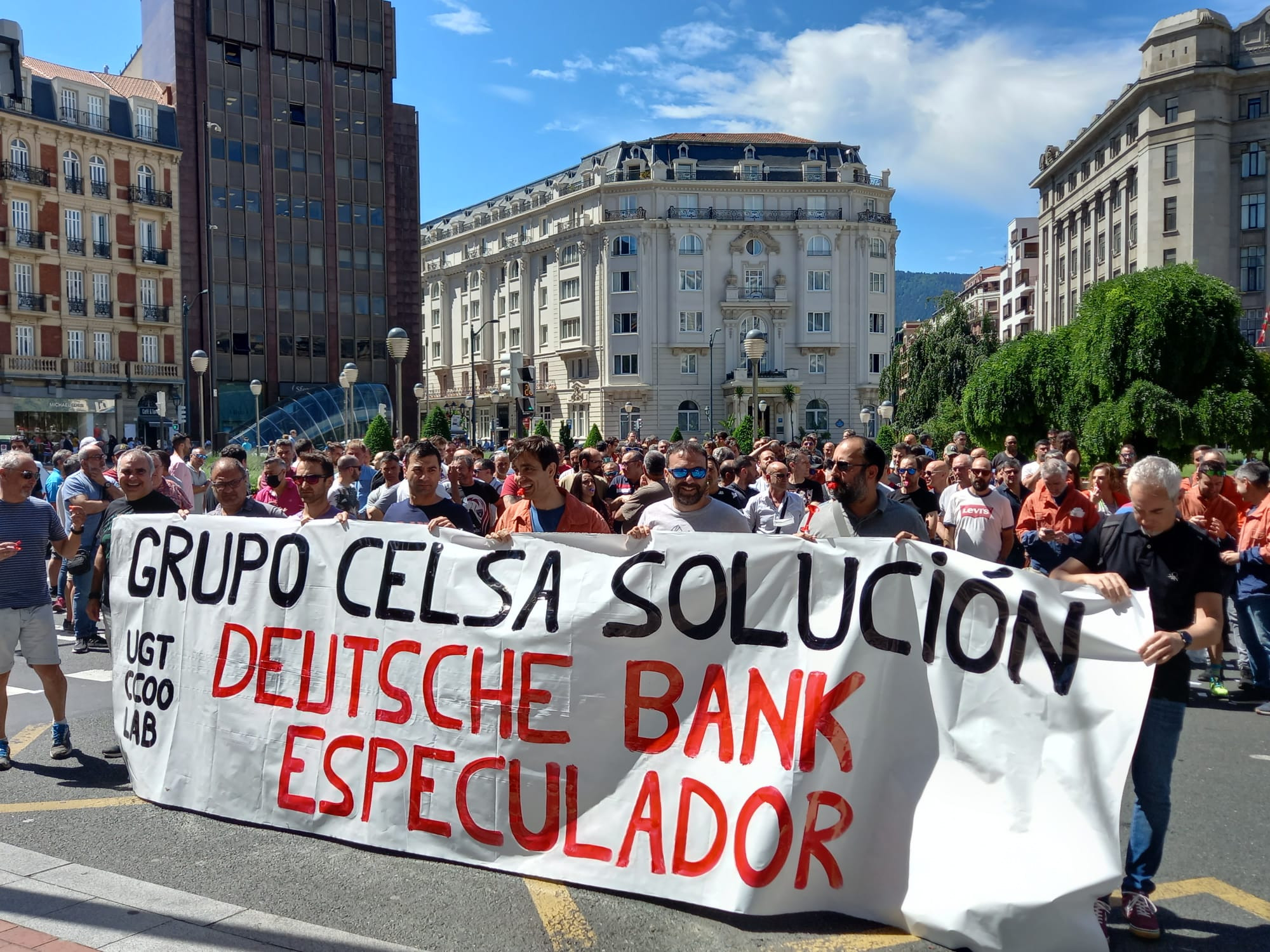 Movilización de trabajadores de Nervacero, del grupo Celsa, en Bilbao / CV