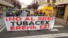 Manifestacin de los trabajadores de Tubacex. / EFE