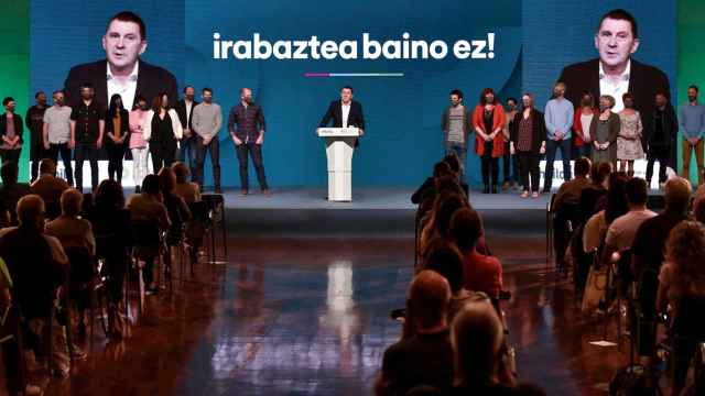 Intervencin de Arnaldo Otegi en el congreso de EH Bildu, este fin de semana. /EFE