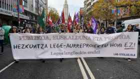 Manifestacin en Bilbao durante la huelga en la educacin pblica vasca no universitaria./ EuropaPress