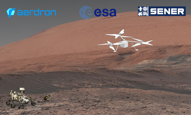Ilustración del dron que proyecta Sener para volar en Marte / Sener