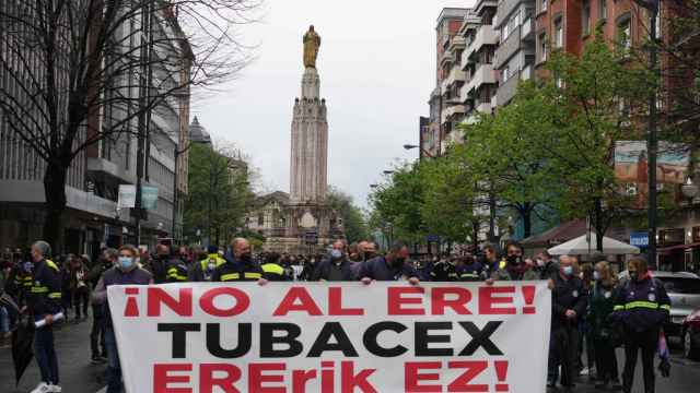 Manifestacin contra el ERE de Tubacex en abril en Bilbao. / EP