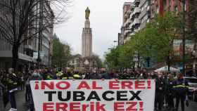 Manifestacin contra el ERE de Tubacex en abril en Bilbao. / EP
