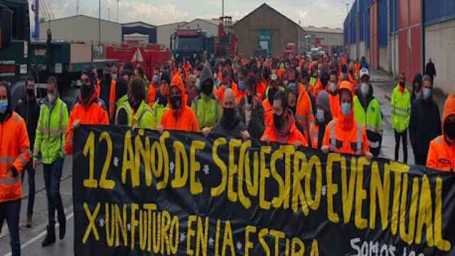 Manifestacin de los trabajadores de la estiba. / Coordinadora