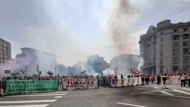 Protestas de los trabajadores de Tubacex. / CV