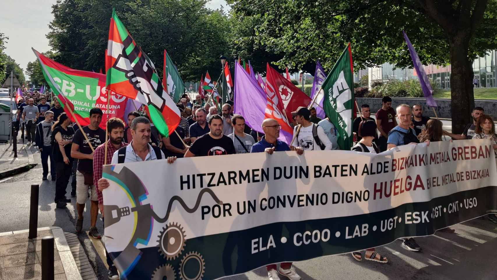 Una de las movilizaciones de los sindicatos del metal en Bizkaia. / Twitter: @UGTFicaEuskadi