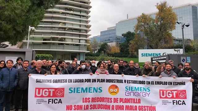 Concentracin de trabajadores de Siemens Gamesa./ EuropaPress