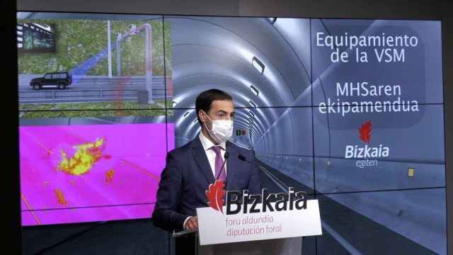 Imanol Pradales, diputado foral de Infraestructuras y Desarrollo Territorial, en la comparecencia ante los medios para el equipamiento de la VSM| EUROPA PRESS