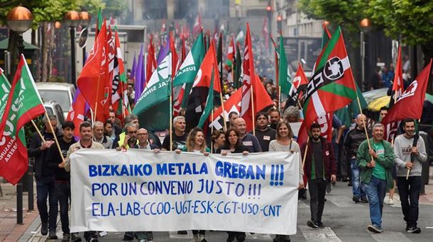 Manifestación del sector del Metal en Bizkaia en la negociación del convenio vigente./ EFE