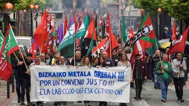 Manifestacin del sector del Metal en Bizkaia en la negociacin del convenio vigente./ EFE