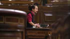 El vicepresidente segundo del Gobierno, Pablo Iglesias, interviene en el Congreso de los Diputados en una imagen de archivo. EP