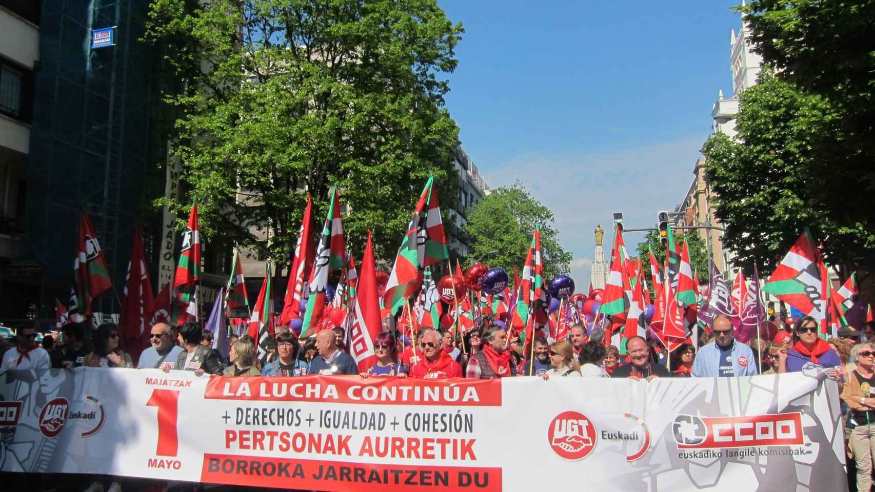 Una manifestacin del 1 de Mayo en Bilbao. / EUROPA PRESS