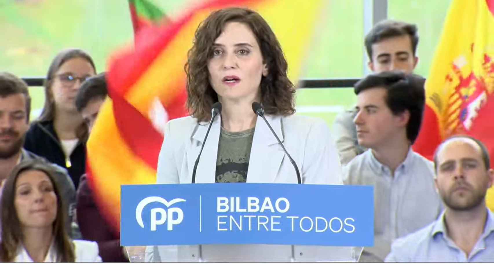 Isabel Díaz Ayuso durante su intervención en Bilbao.