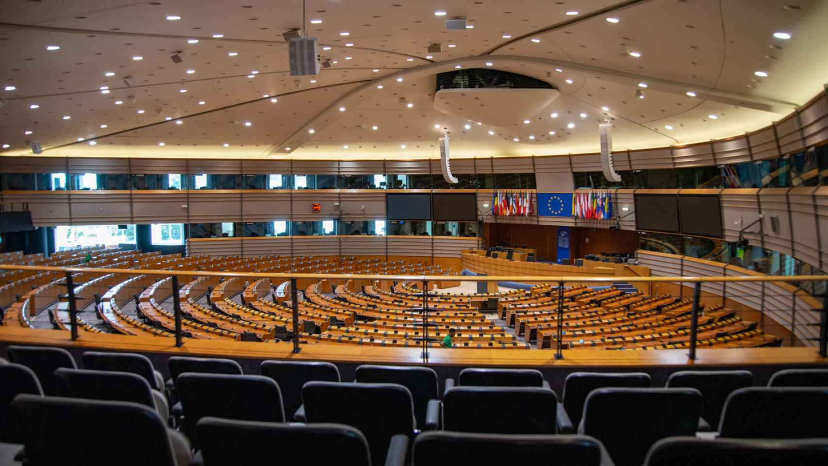 Interior del hemiciclo del Parlamento Europeo