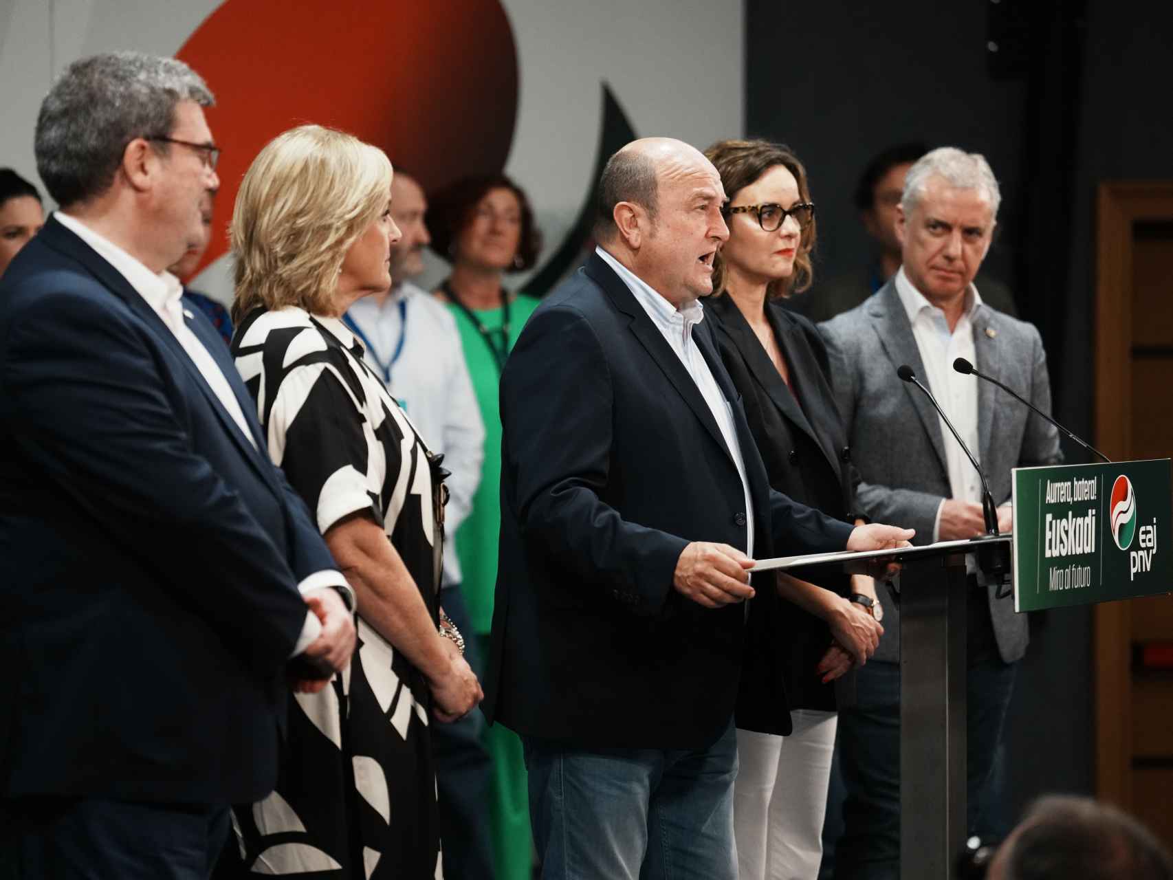 El presidente del EBB del PNV, Andoni Ortuzar, interviene tras el seguimiento de la jornada electoral en la sede del PNV, a 28 de mayo de 2023, en Bilbao / H. BILBAO - EP