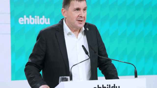 El coordinador general de EH-Bildu, Arnaldo Otegi, interviene durante una mesa política de su partido / Unanue - Europa Press