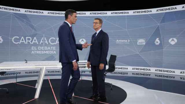 Sánchez y Feijóo en el debate de Atresmedia.