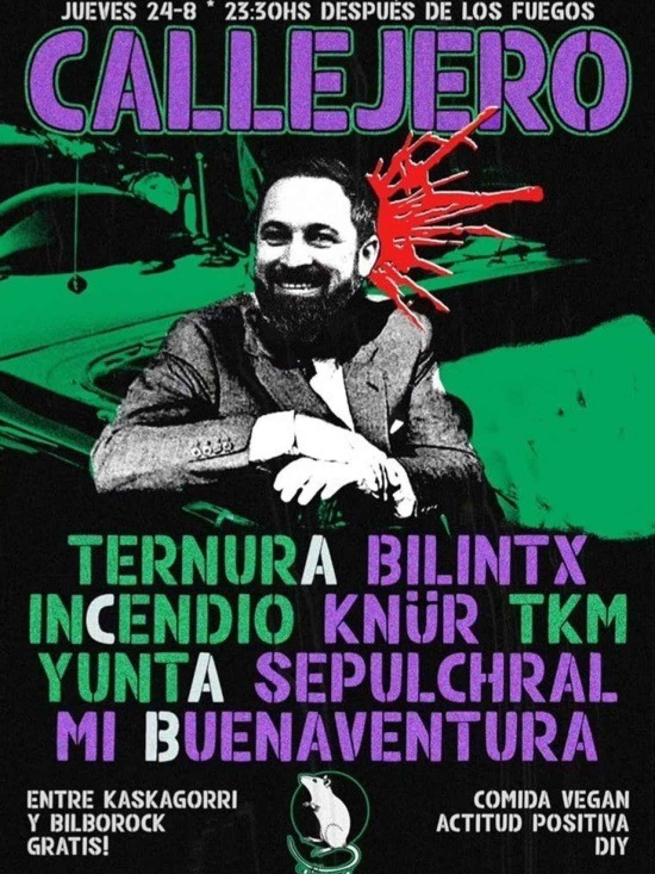 El cartel de un festival en Bilbao denunciado por Vox donde Abascal aparece con un tiro en la nuca / Redes Sociales