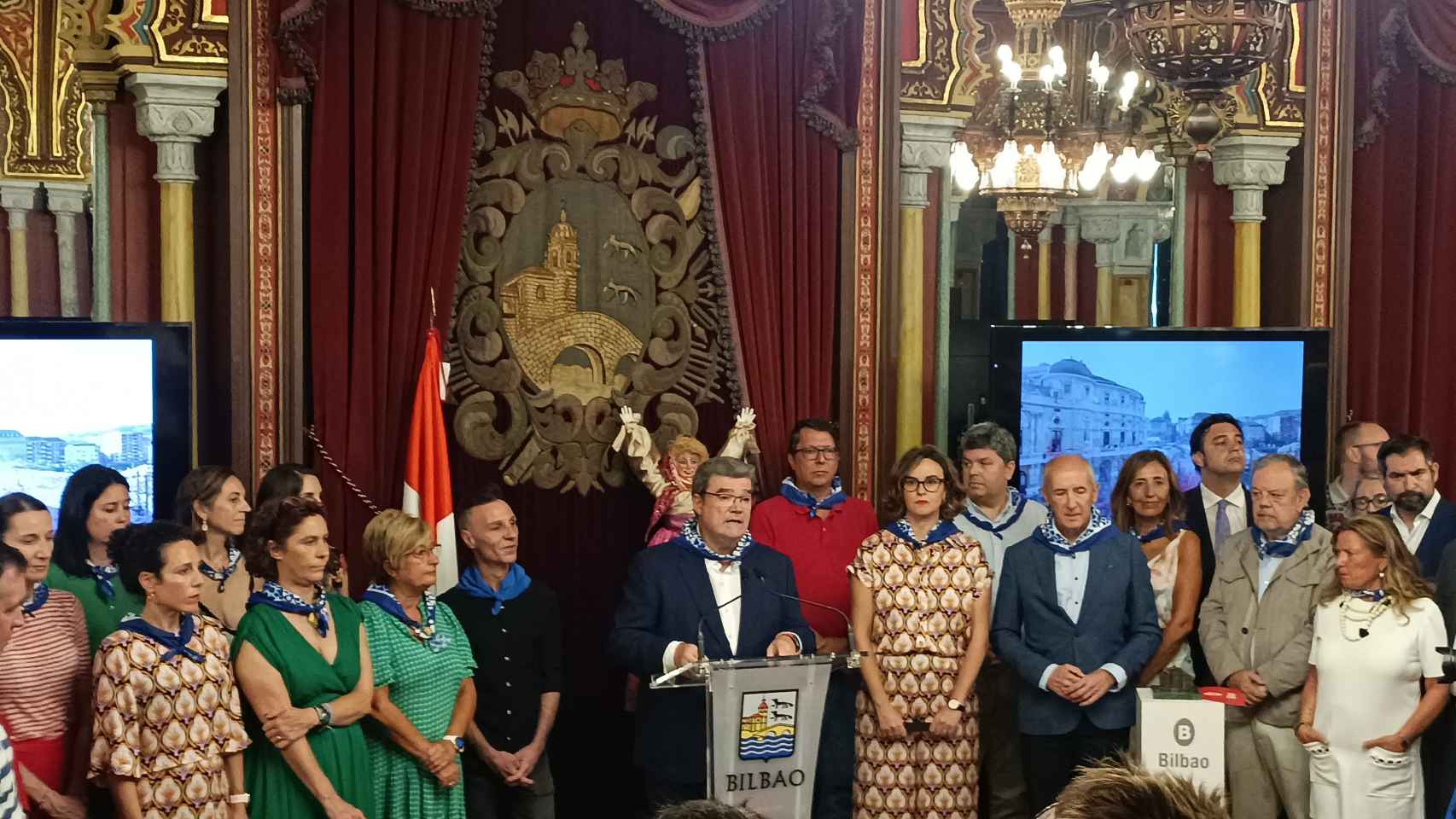 El alcalde de Bilbao, Juan Mari Aburto, durante la recepción institucional de Aste Nagusia en el Ayuntamiento / Europa Press