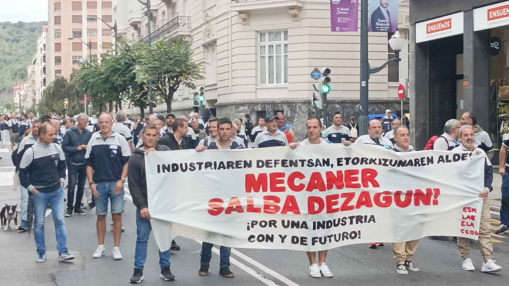Manifestación de los trabajadores de Mecaner en Bilbao / CV