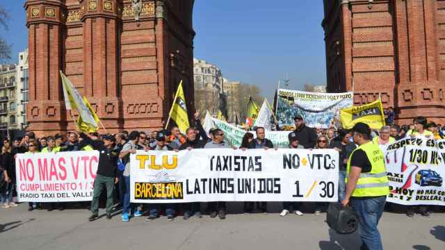 Cabecera de una manifestación de taxistas de Barcelona / XFDC