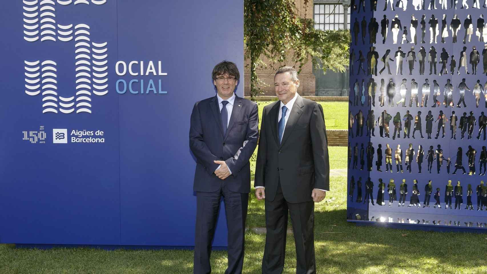 Carles Puigdemont y Àngel Simon en el 150 aniversario de Aigües de Barcelona / AGBAR