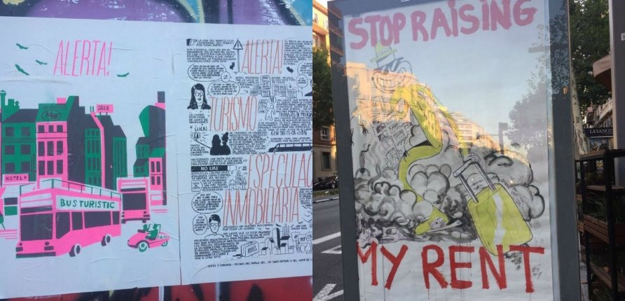 Más carteles contra turistas aparecidos en Barcelona / @CarinaMejias