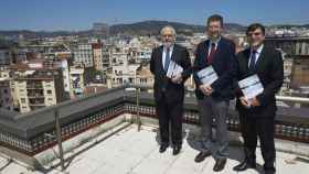 Josep-Francesc Pont, José María Gimeno y Xaver Carbonell en la sede de la Cambra de Comerç de Barcelona / EFE/Alejandro García