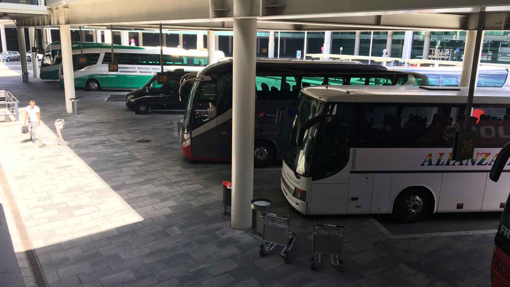 Autobuses en el Aeropuerto de Barcelona / PABLO ALEGRE