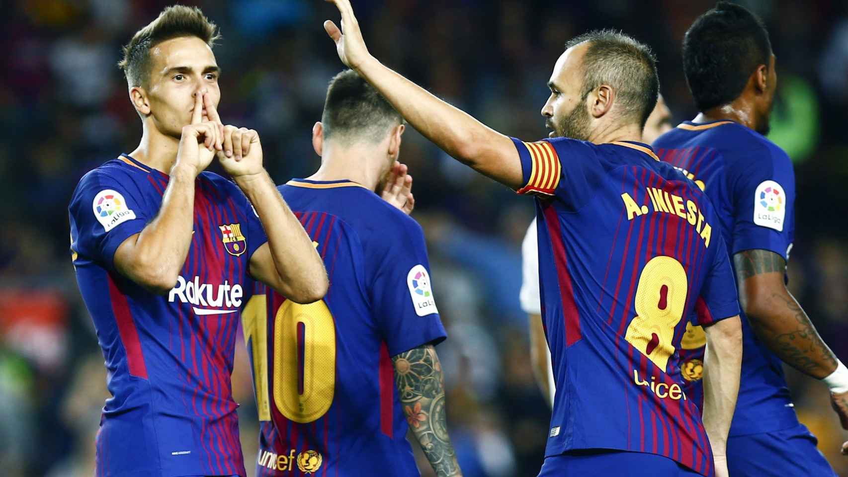 Los jugadores del Barça celebran un gol ante el Eibar / EFE