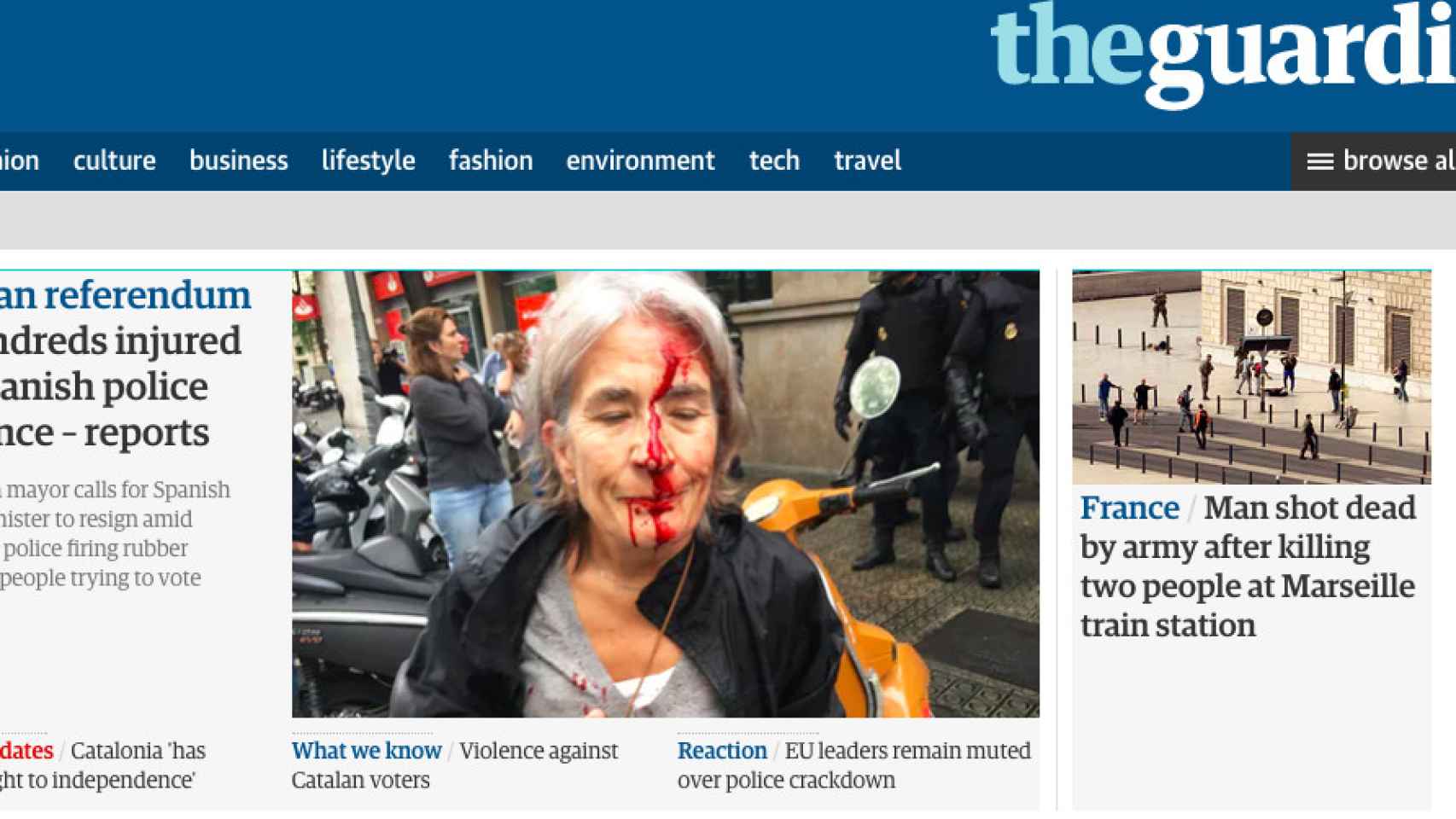 El diario británico 'The Guardian' destaca los enfrentamientos en los colegios electorales precintados