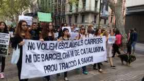 Manifestación contra los carruajes a caballos en Barcelona / PROU TRACCIÓ A SANG