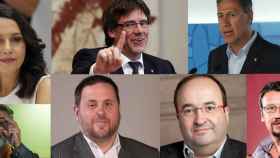 Fotomontaje con los seis cabezas de lista que se disputan la presidencia de la Generalitat el 21-D