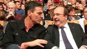 Pedro Sánchez y Miquel Iceta en un acto de campaña este sábado / EUROPA PRESS