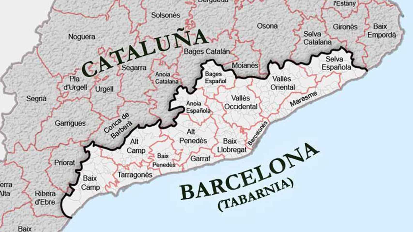 Estas son las comarcas que forman Tabarnia, según la plataforma  / PAB