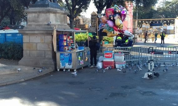 Chiringuito de la plaza Catalunya, donde el Ayuntamiento prohibirá vender comida para palomas / J S