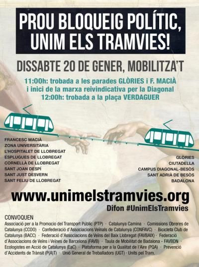 Cartel de la marcha para unir el tranvía por la Diagonal