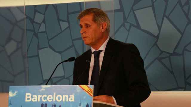 Alberto Fernández, líder del PP en el Ayuntamiento de Barcelona, durante una conferencia en la sede popular de Barcelona, el pasado enero / PARTIDO POPULAR