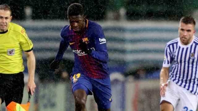 Dembélé se lesionó en Anoeta / EFE