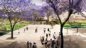 Imagen del aspecto futuro del parque de la plaza de Les Glòries