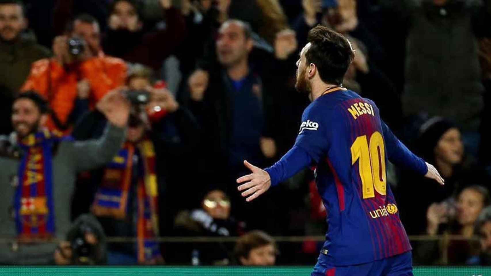 Messi celebra el gol de la victoria ante el Alavés / EFE