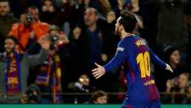 Messi celebra el gol de la victoria ante el Alavés / EFE