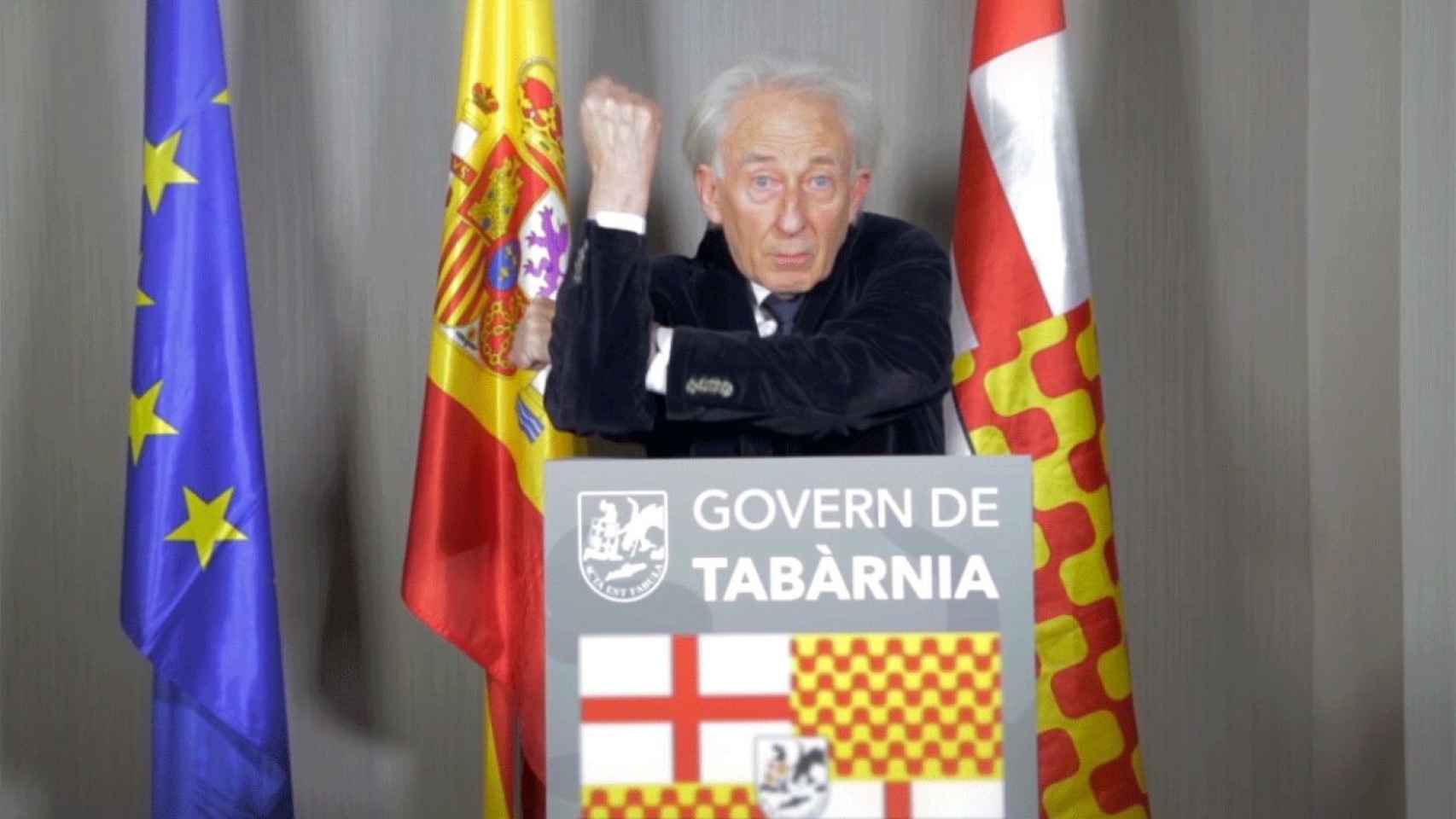 Albert Boadella durante su primer discurso telemático como presidente en el exilio de Tabarnia